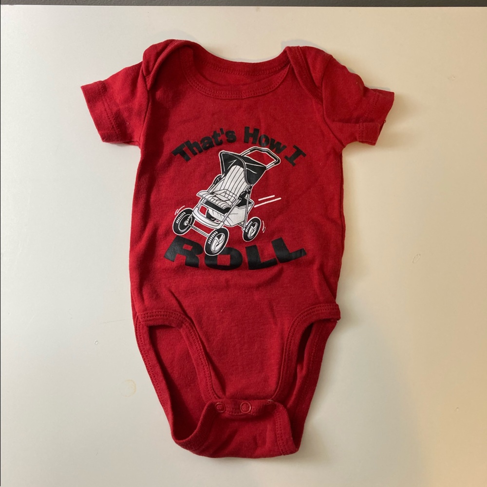Baby Q Thats How I Roll Red Onesie 0-3mo